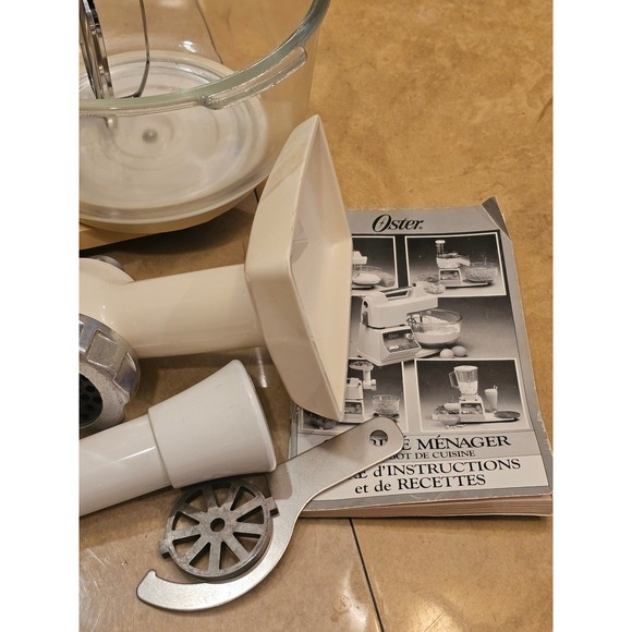 Oster Kitchen Center Sunbeam Mixer Meat Grinder Attachment 2 Glass Bowls Manual - Picture 3 of 11